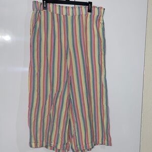 LOFT Multicolor Striped Wide Leg Pants